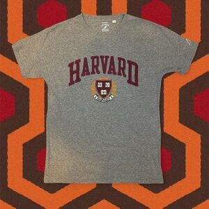 NEW Harvard University Grey & Maroon Collegiate Stitched Graphic Tee — LARGE
